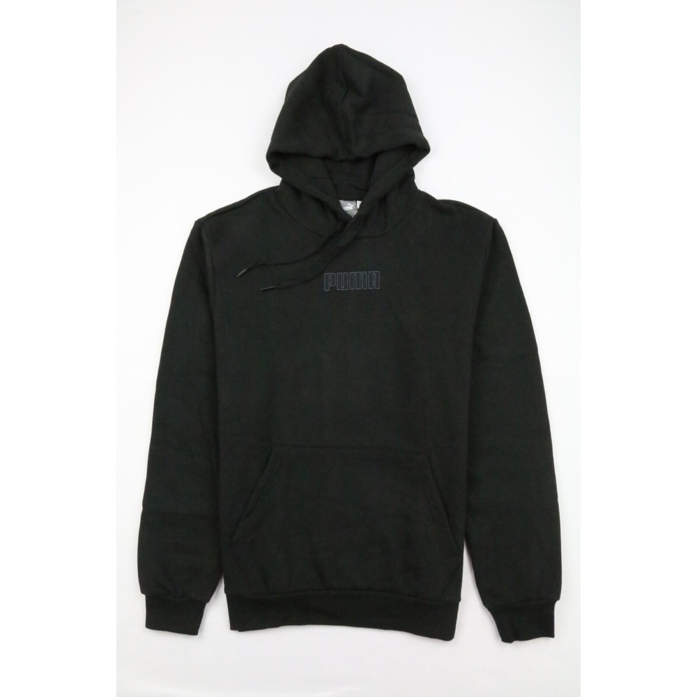 PUMA Men's Modern Pullover Fleece Hooded Sweatshirt Black M Embroidered Logo NWT